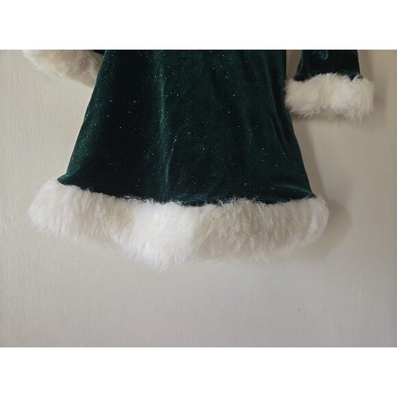 Bonnie Baby Green Velour Christmas Dress With White Faux Fur Size 24 Months - Picture 4 of 10